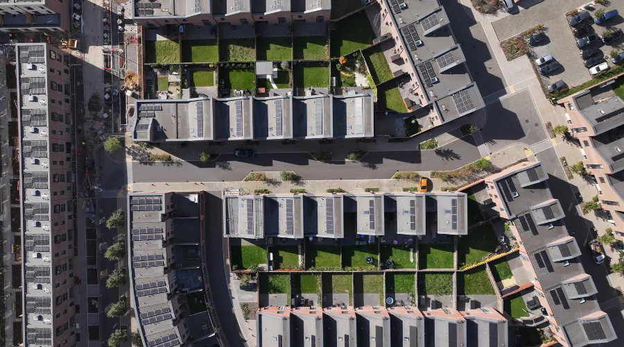 Aerial view of The Hangar District at Brabazon